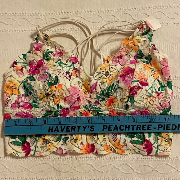 Victorias Secret Smocked Triangle Small Bralette Lace Floral Festival Indie Rave - Picture 8 of 8